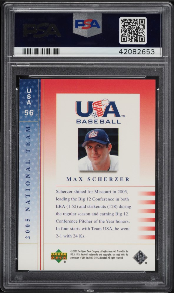 2005 Upper Deck USA Baseball National Team Max Scherzer ROOKIE PSA 10 GEM MINT