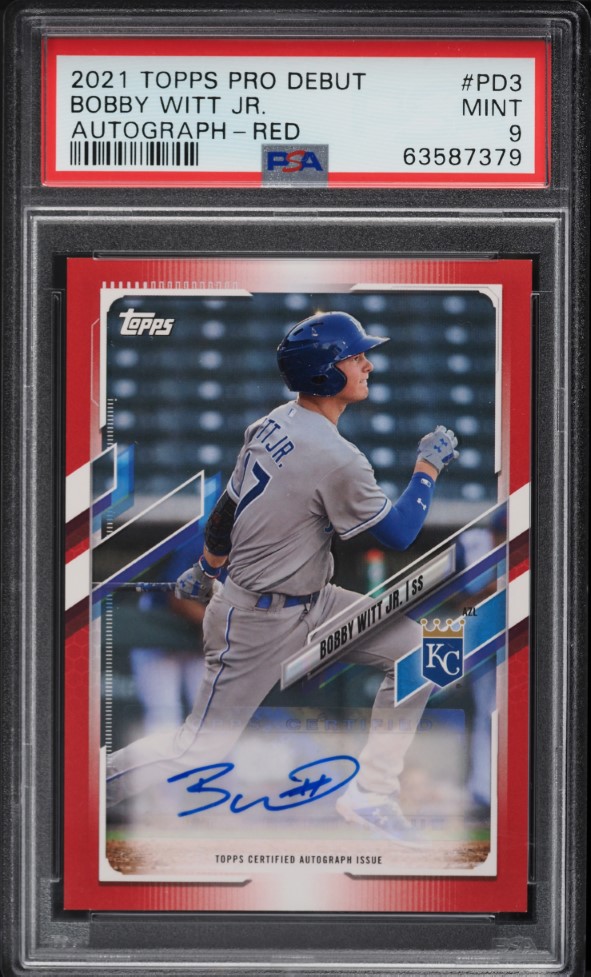 2021 Topps Pro Debut Red Bobby Witt Jr. ROOKIE AUTO /10 #PD3 PSA 9 MINT