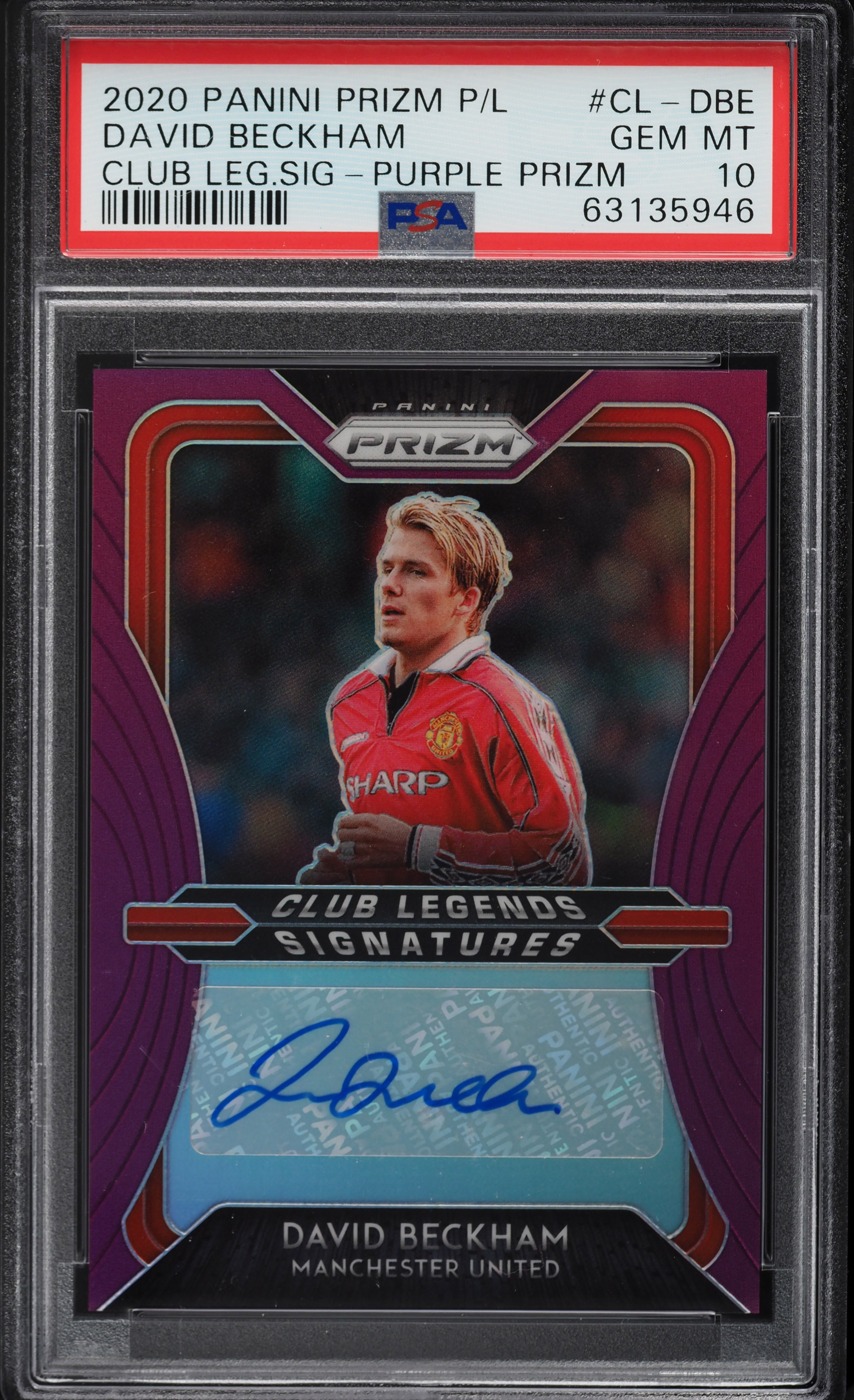 2020 Panini Prizm Premier League Club Purple David Beckham AUTO