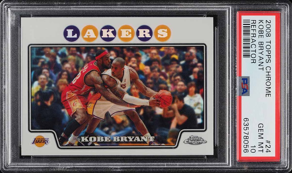 2008 Topps Chrome Refractor Kobe Bryant w/ LeBron James #24 PSA 10 GEM MINT