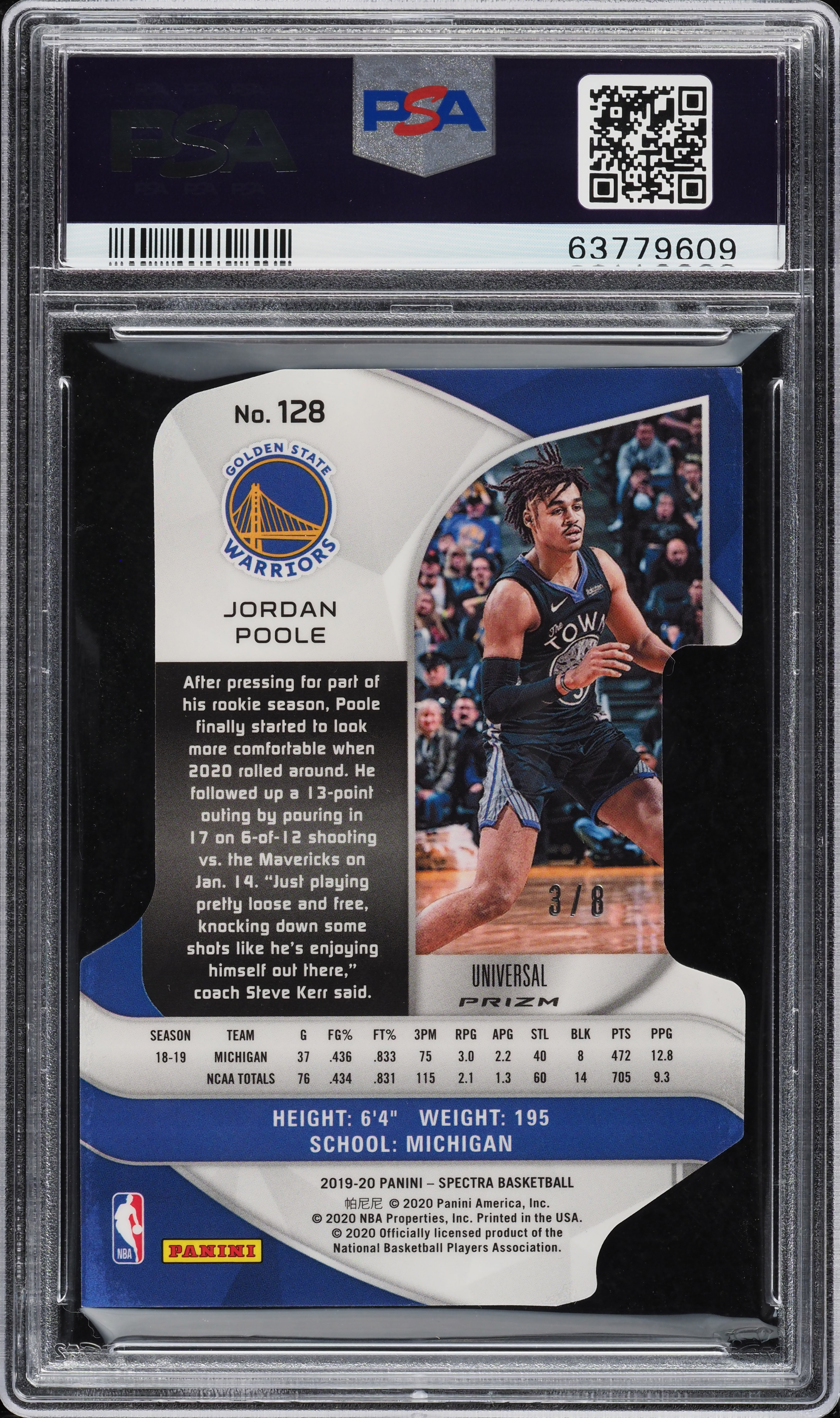 2019 Panini Spectra Universal Die-Cut Jordan Poole ROOKIE /8 #128