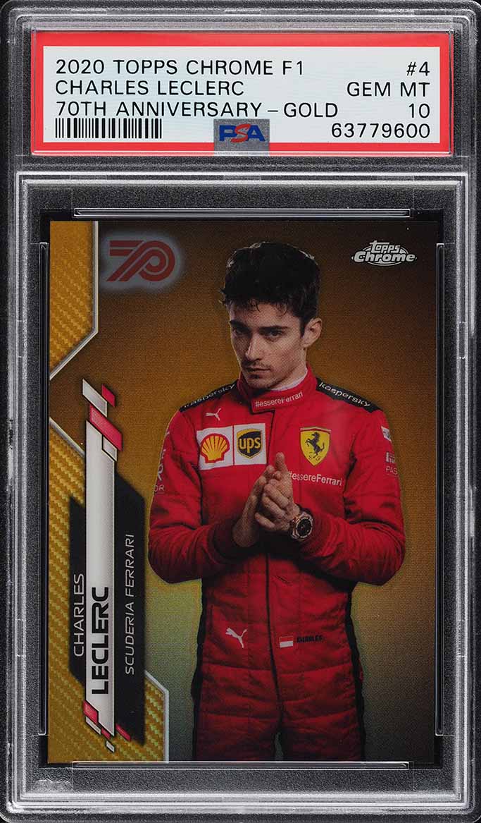 2020 Topps Chrome Formula 1 F1 70th Anniversary Gold Charles Leclerc #4 PSA 10