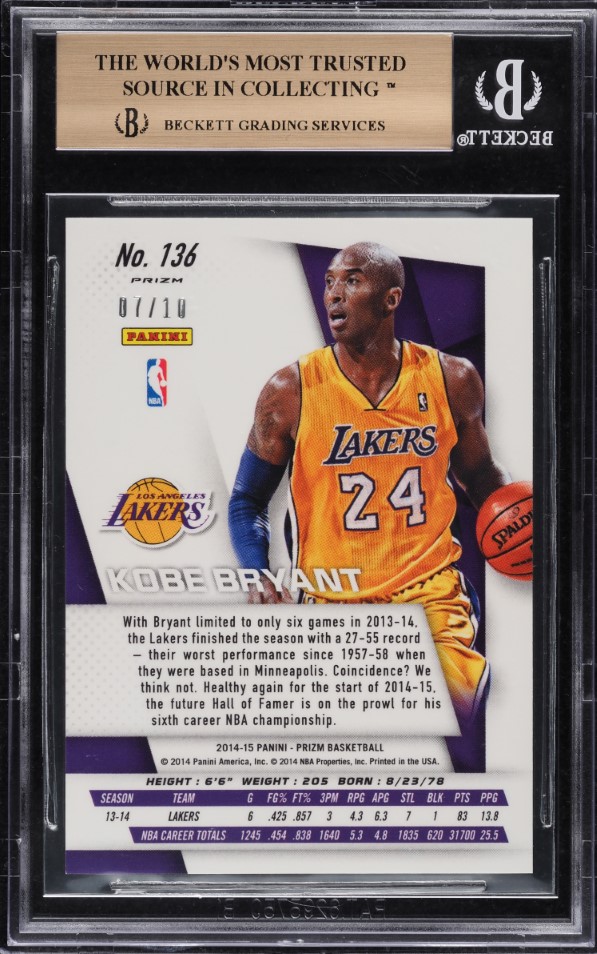 2014 Panini Prizm Gold Pulsar Prizms Kobe Bryant /10 #136 BGS 9.5