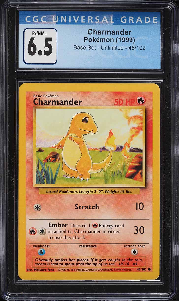 1999 Pokemon Base Set Charmander #46 CGC 6.5 EXMT+