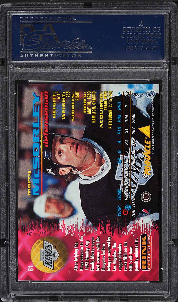 1994 Pinnacle Rink Collection Marty McSorley #61 PSA 10 GEM MINT