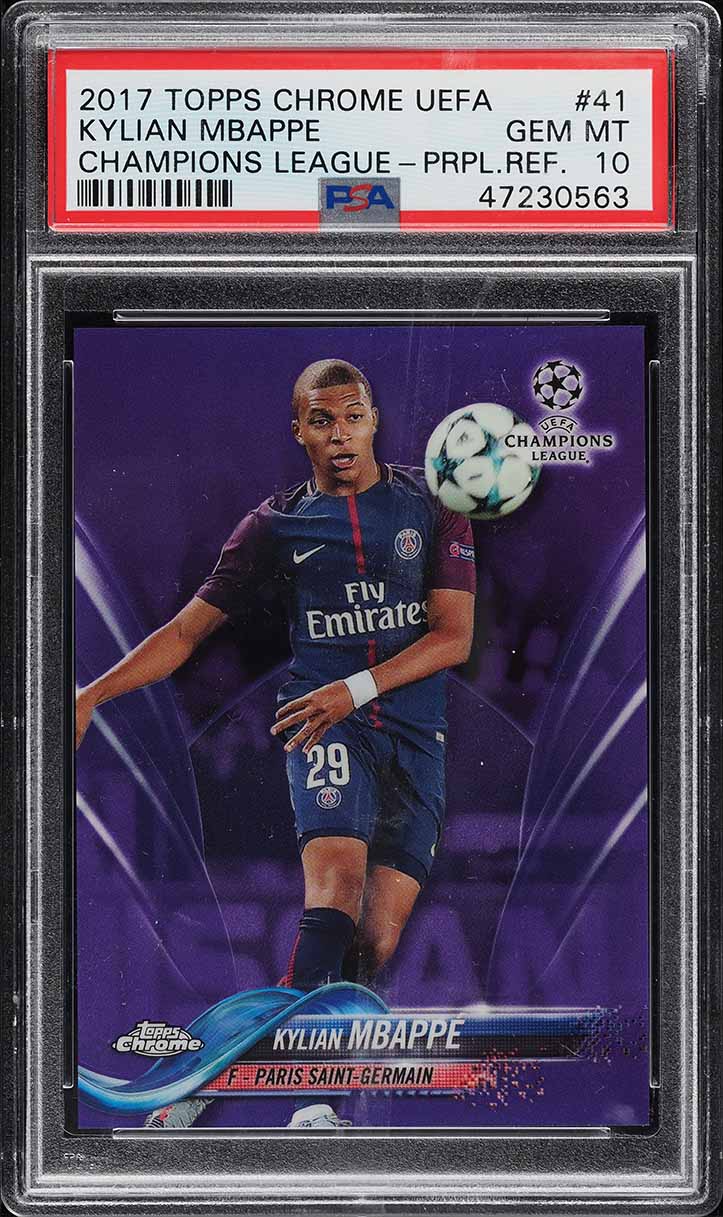2017 Topps Chrome UEFA Purple Refractor Kylian Mbappe ROOKIE /250 #41 PSA 10 GEM