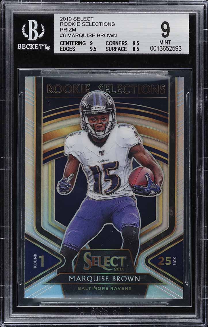 2019 Select Selections Silver Prizm Marquise Brown ROOKIE #6 BGS 9 MINT