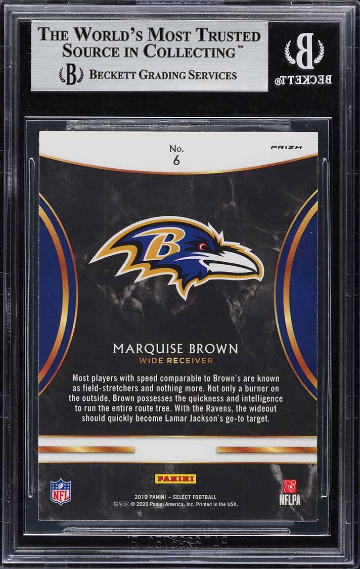 2019 Select Selections Silver Prizm Marquise Brown ROOKIE #6 BGS 9 MINT