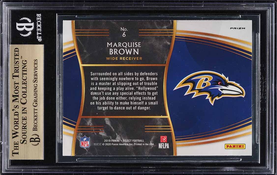 2019 Select Snapshots Silver Prizm Marquise Brown ROOKIE #6 BGS 9.5 GEM MINT