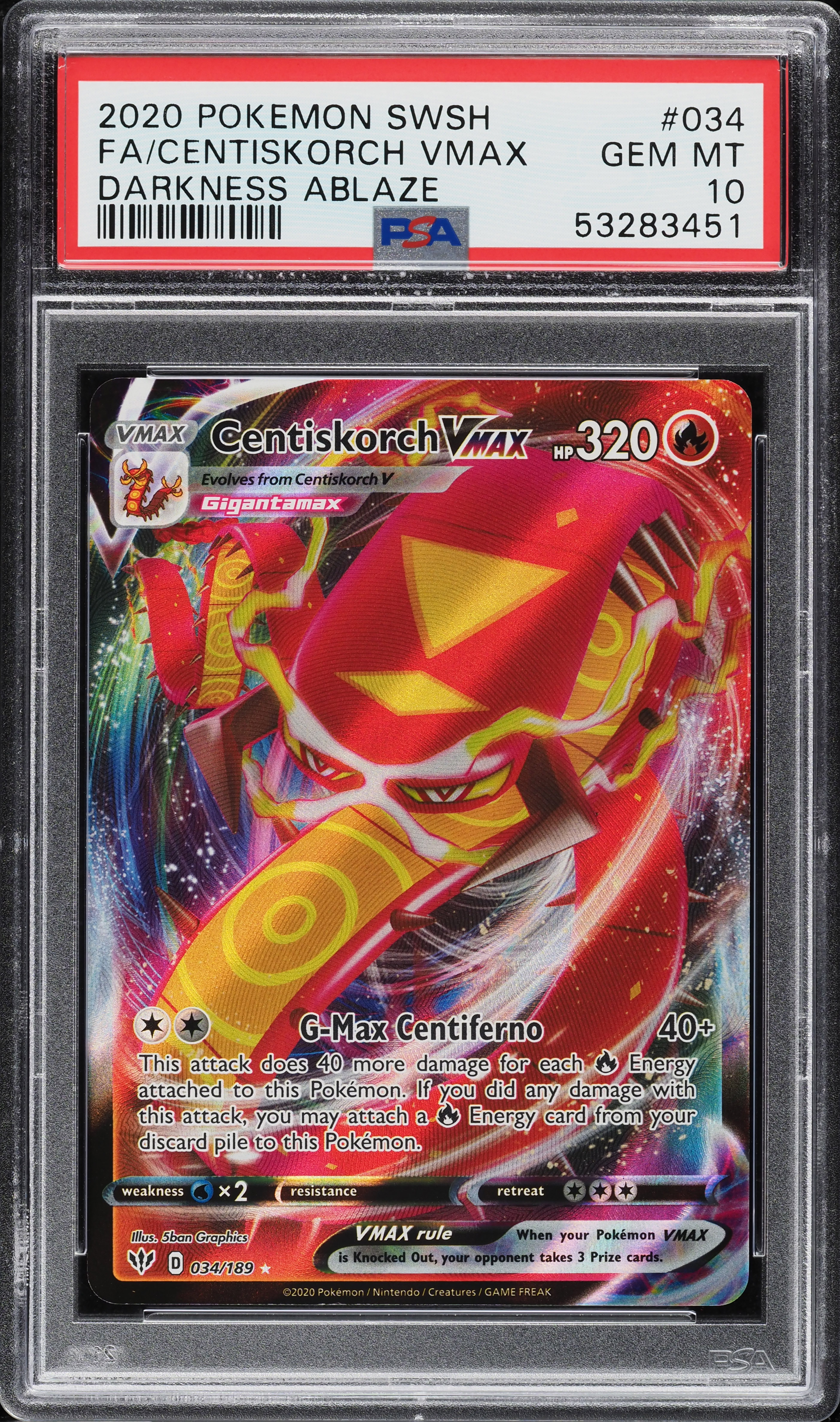 centiskorch vmax pokemon card value Centiskorch Vmax Ultra Rare Shining Fates SV109/072, NM Pokemon Card