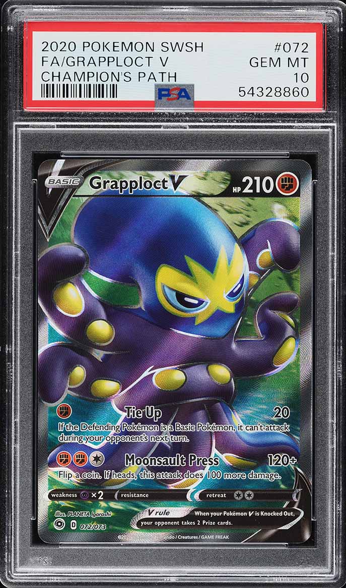 2020 Pokemon Sword & Shield Champion's Path Full Art Grapploct V #72 PSA 10