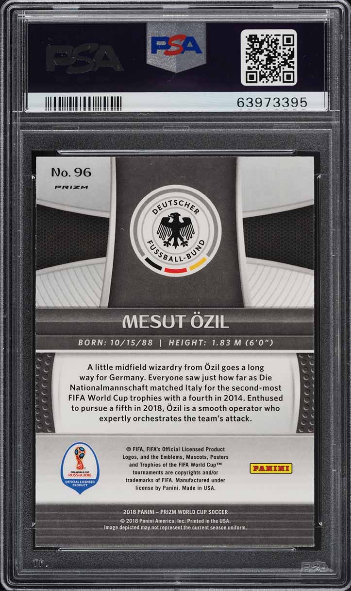 2018 Panini Prizm World Cup Silver Prizms Mesut Ozil #96 PSA 9 MINT