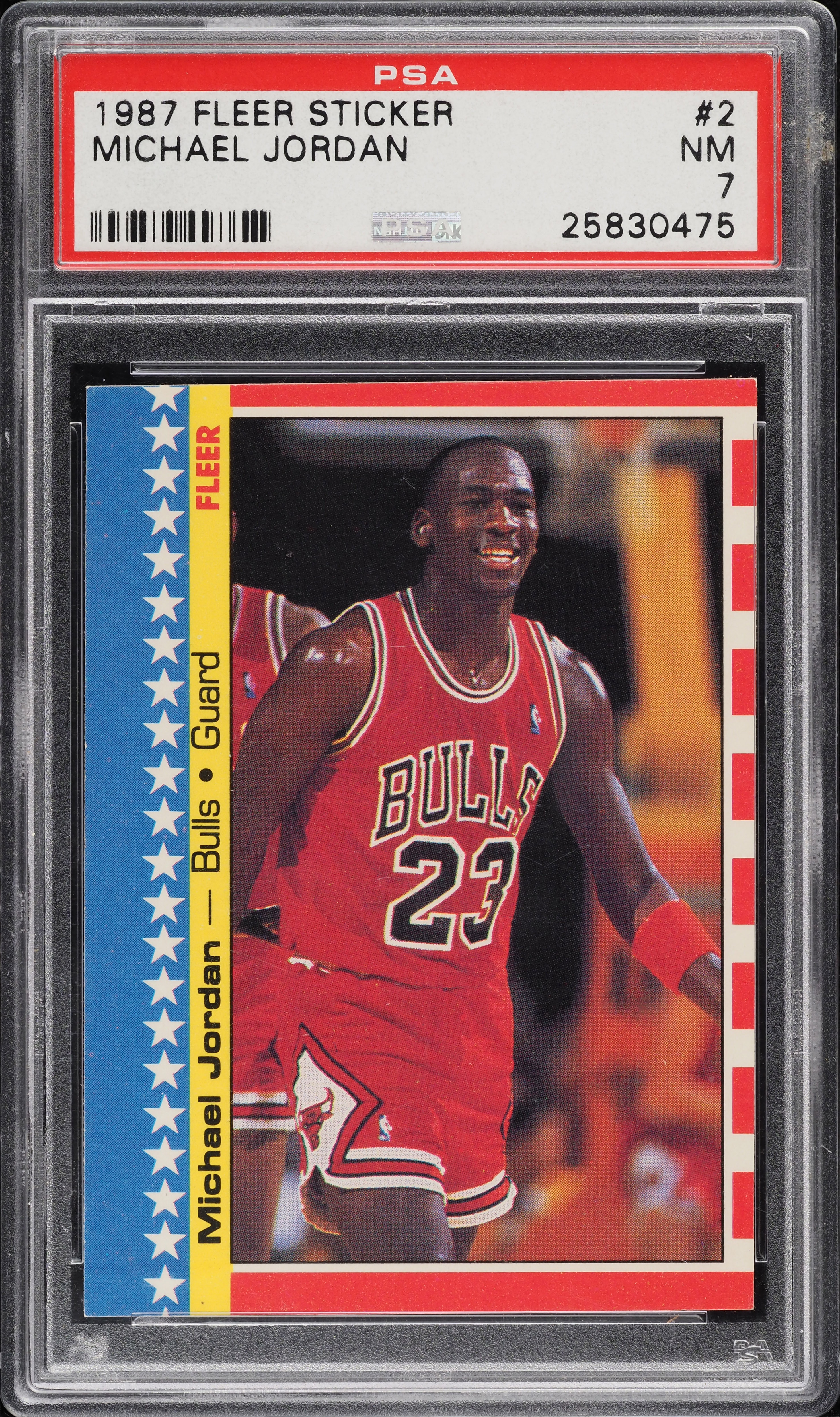 1987 Fleer Sticker Michael Jordan #2 PSA 7 NRMT on Fanatics Collect