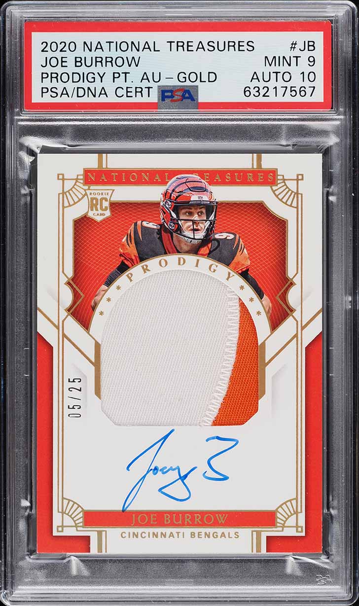 2020 National Treasures Gold Joe Burrow RC PATCH AUTO DNA 10 /25 #PPA-JB PSA 9