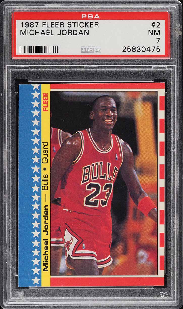 1987 Fleer Sticker Michael Jordan #2 PSA 7 NRMT