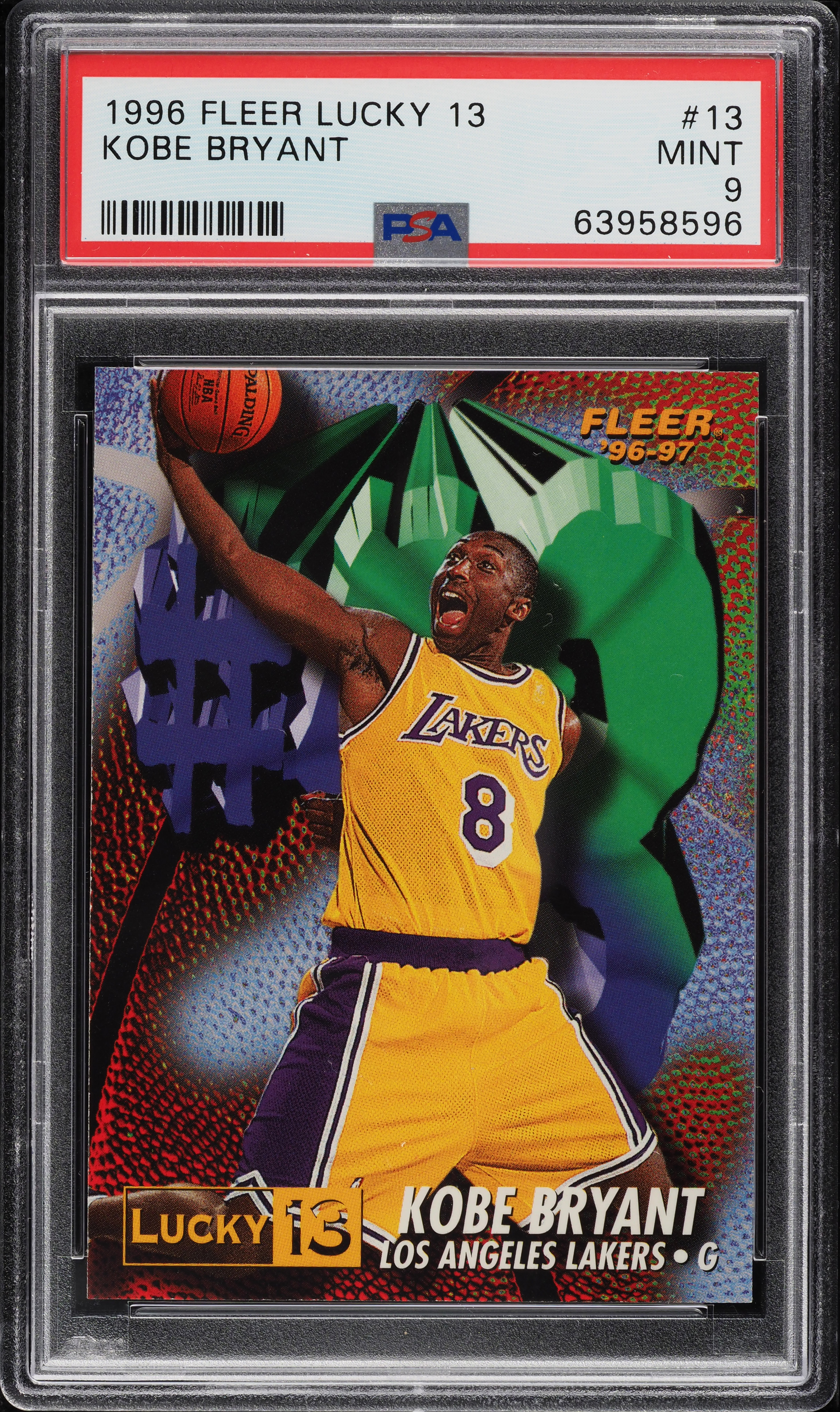 1996 Fleer Lucky 13 Kobe Bryant ROOKIE #13 PSA 9 MINT on Fanatics