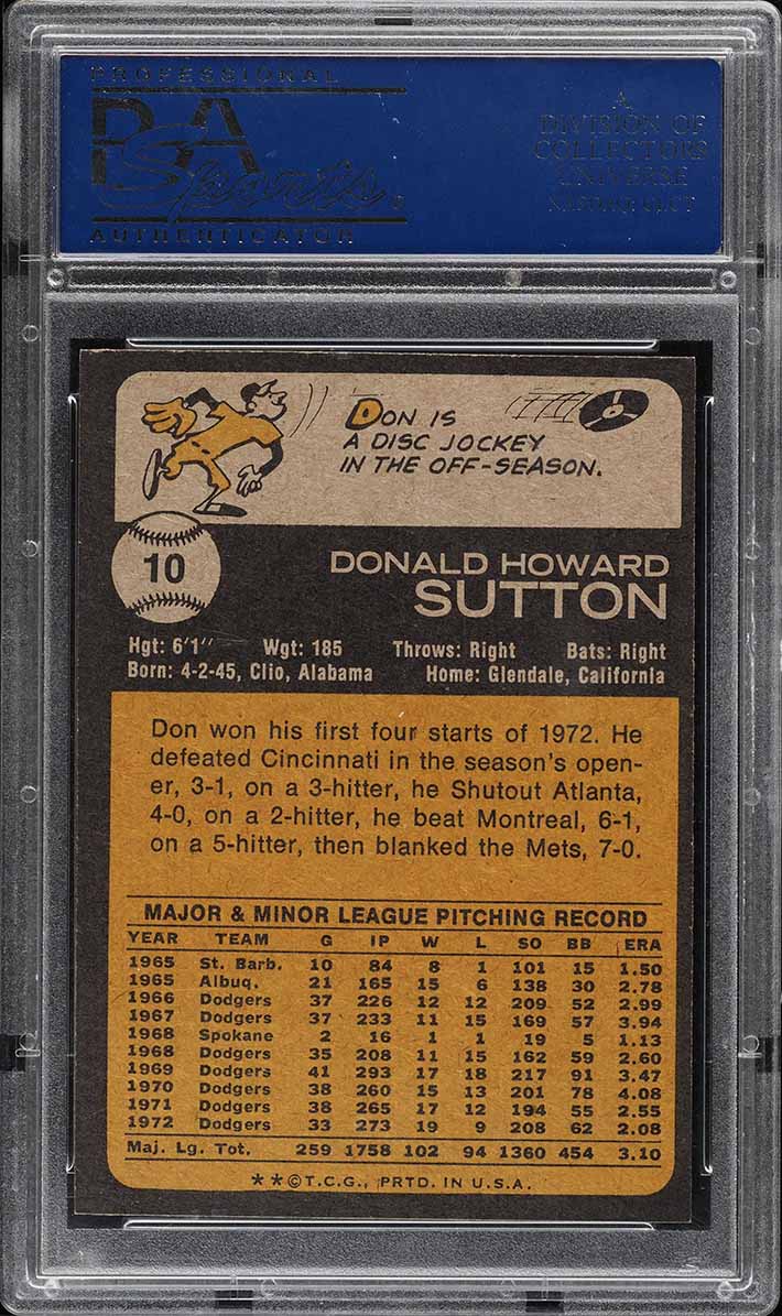 1973 Topps Don Sutton #10 PSA 10 GEM MINT