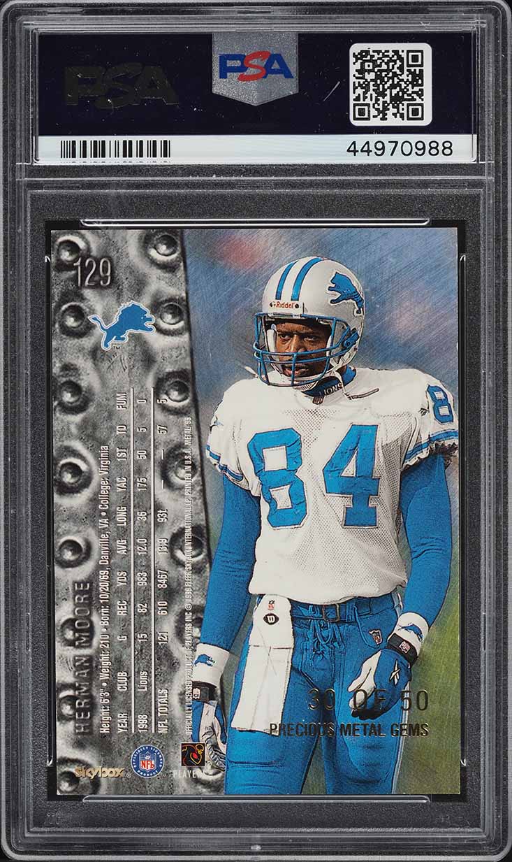 1999 Metal Universe Precious Metal Gems PMG Herman Moore /50 #219 PSA 7 NRMT