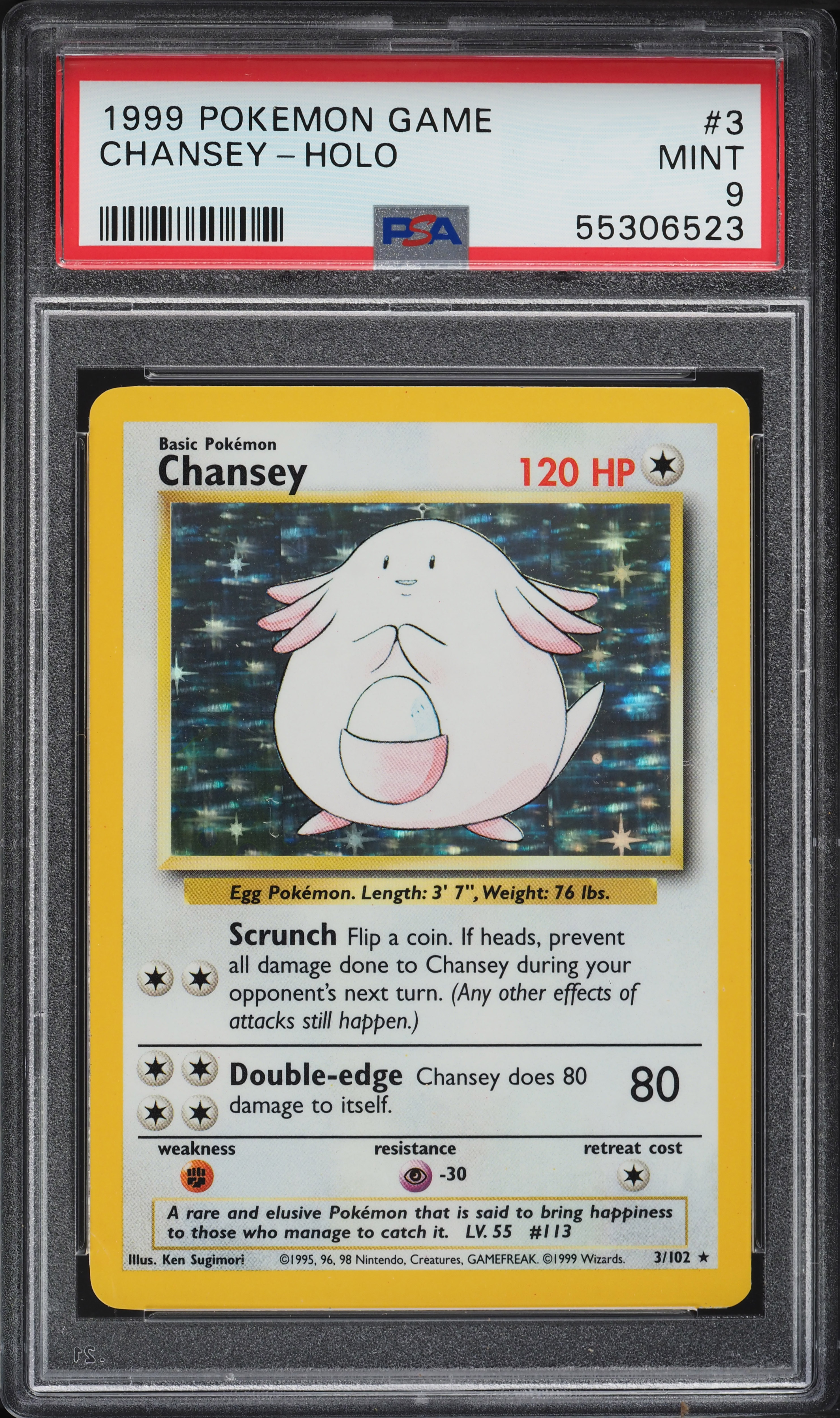1999 Chansey Holo ラッキー 旧裏 英語版 psa9 ポケカ 1999 Pokemon Base Set Holo Chansey #3 PSA 9 MINT on Fanatics Collect