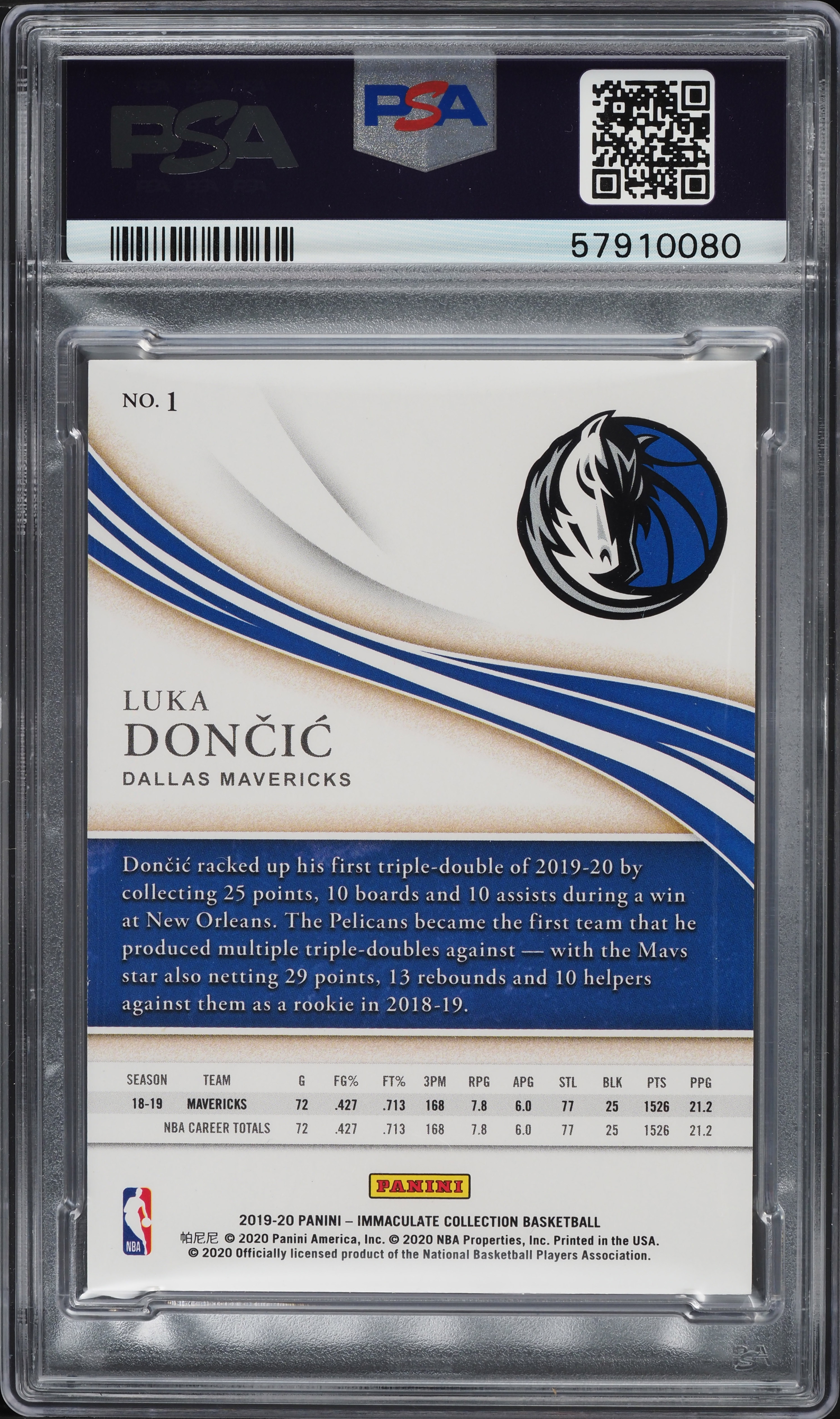 2019 Immaculate Collection Luka Doncic /99 #1 PSA 10 GEM MINT on