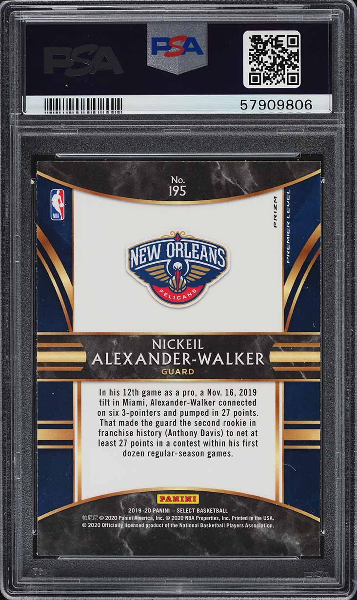 2019 Select Premier Level Silver Prizm Nickeil Alexander-Walker RC #195 PSA 9