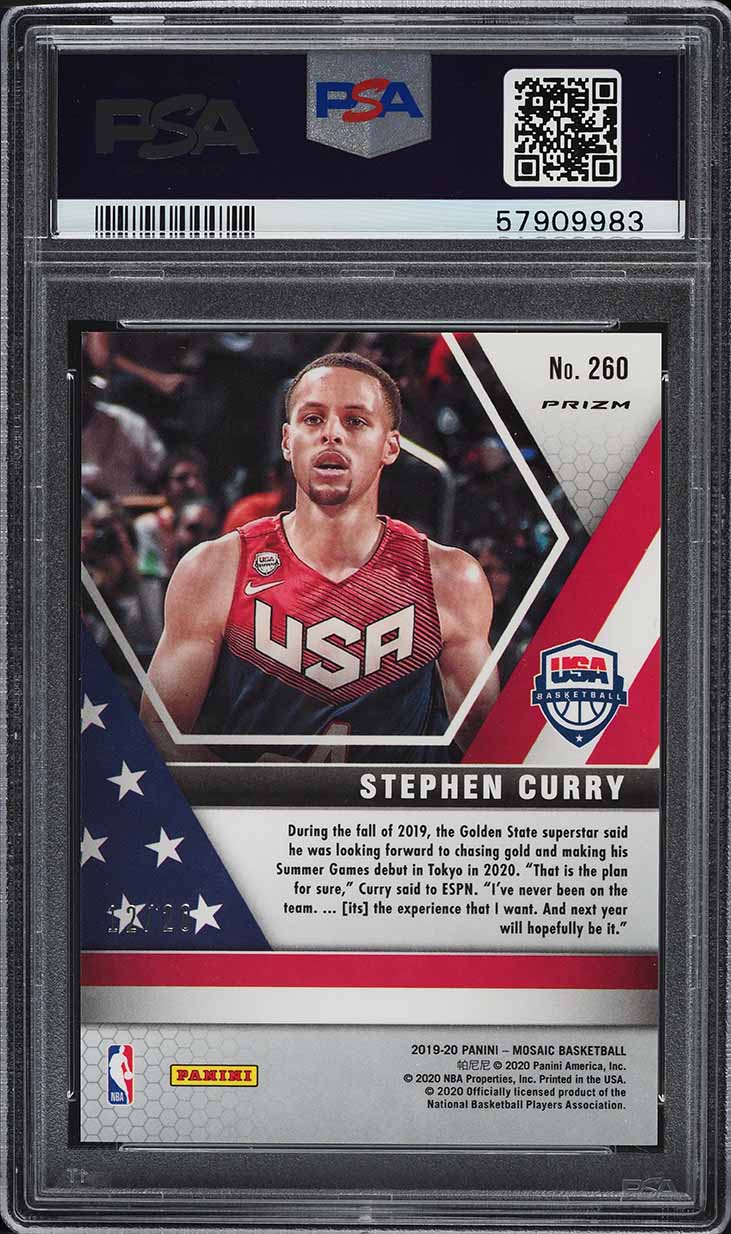 2019 Panini Mosaic Purple Gold Snakeskin Stephen Curry /22 #260