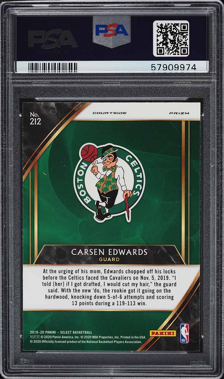 2019 Select Courtside Red Wave Carsen Edwards ROOKIE #212 PSA 10 GEM MINT