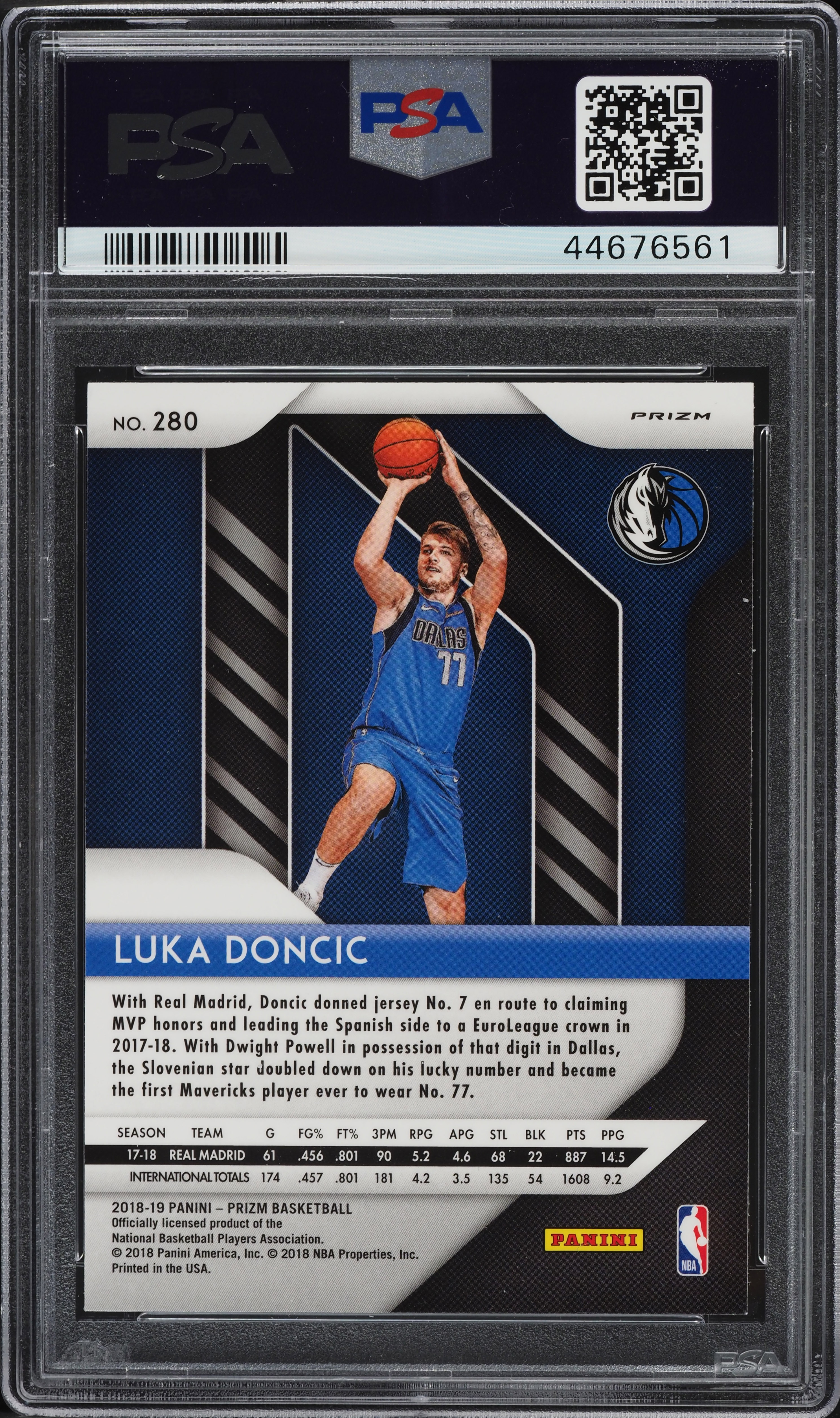 2018 Panini Prizm Silver Prizms Luka Doncic ROOKIE #280 PSA 10 GEM