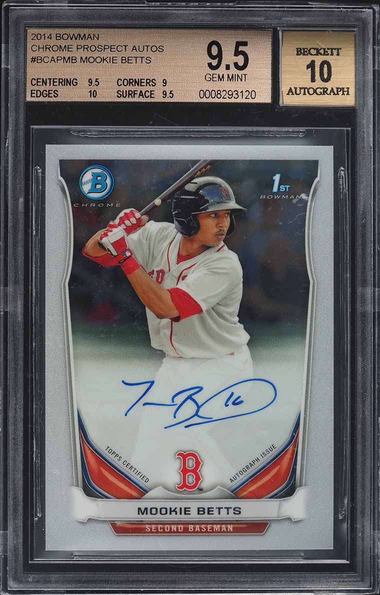 2014 Bowman Chrome Prospects Mookie Betts ROOKIE AUTO #BCAP-MB BGS 9.5 GEM MT