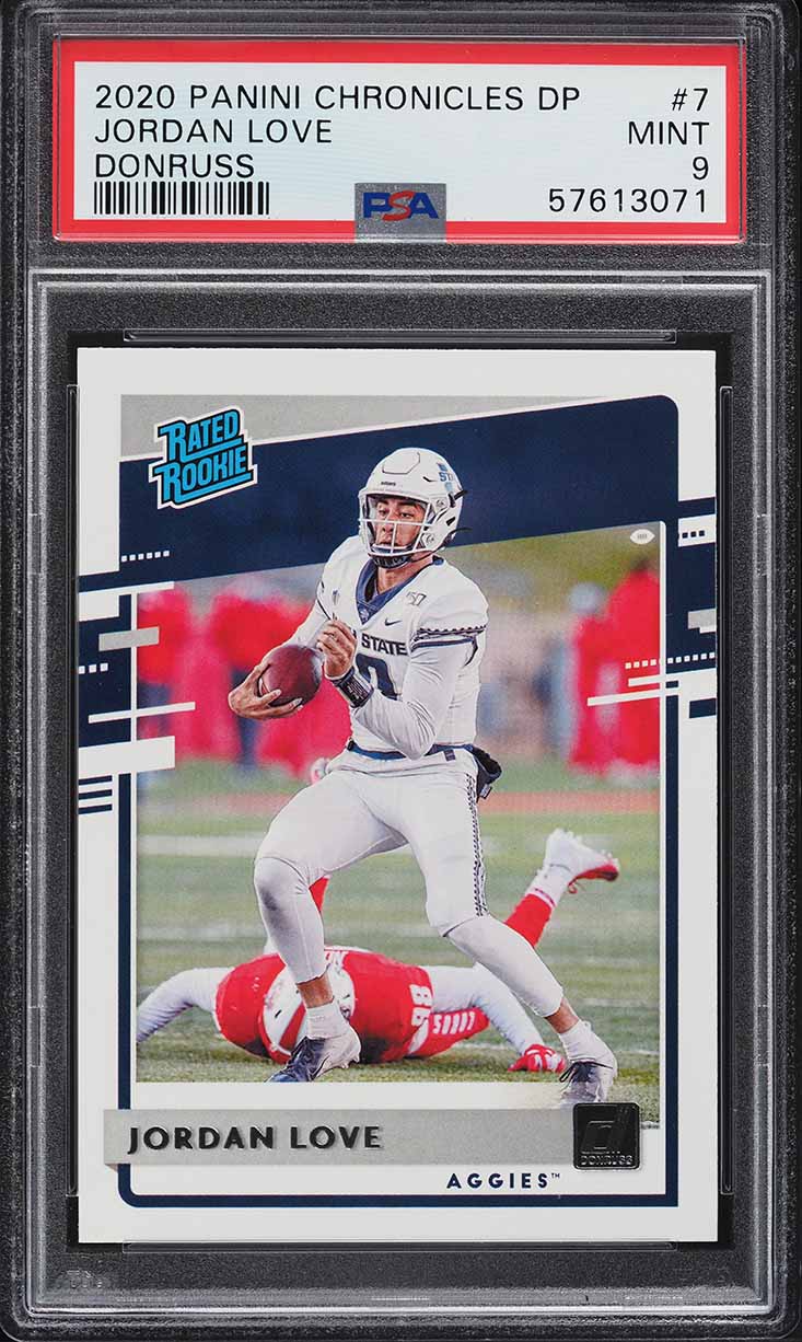 2020 Panini Chronicles Draft Picks Donruss Jordan Love ROOKIE #7 PSA 9 MINT