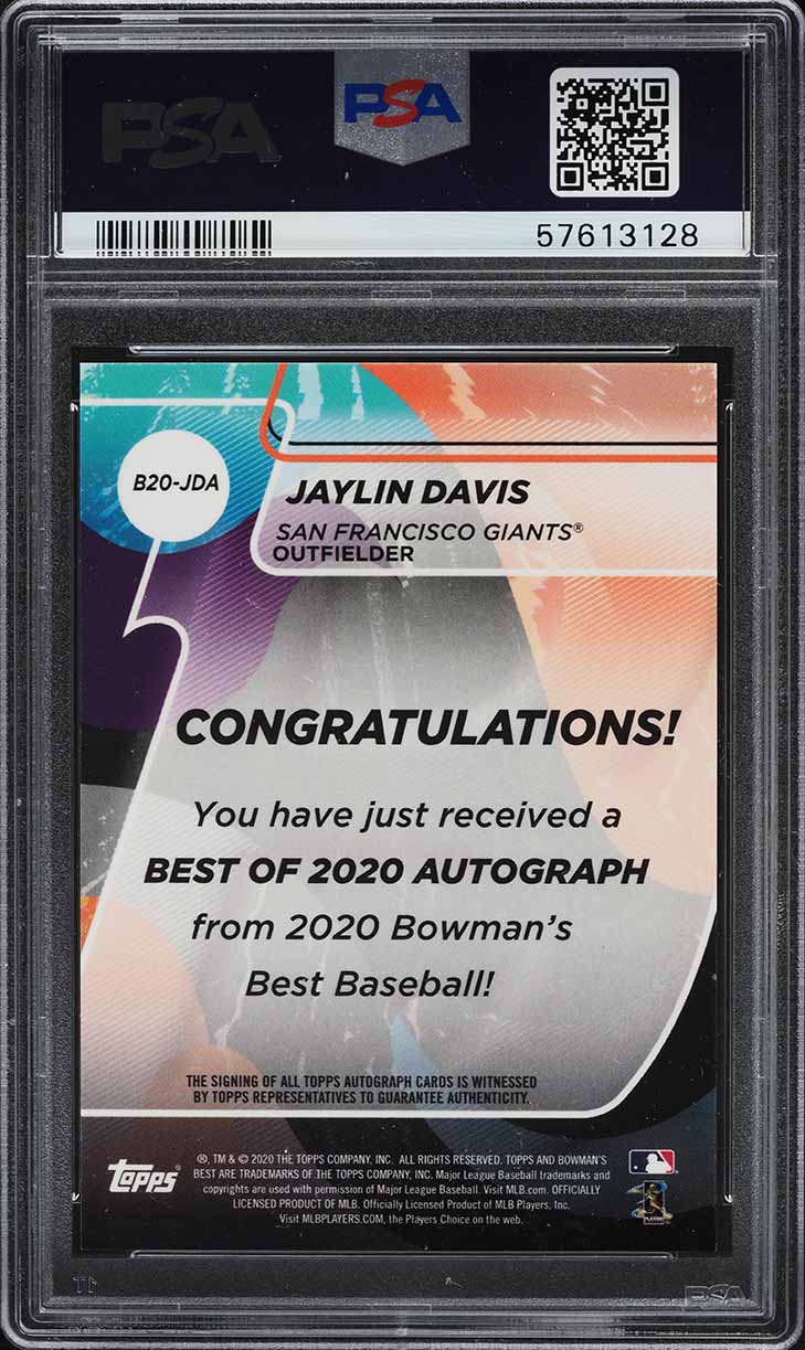 2020 Bowman's Best Of '20 Jaylin Davis ROOKIE AUTO #B20-JDA PSA 9 MINT