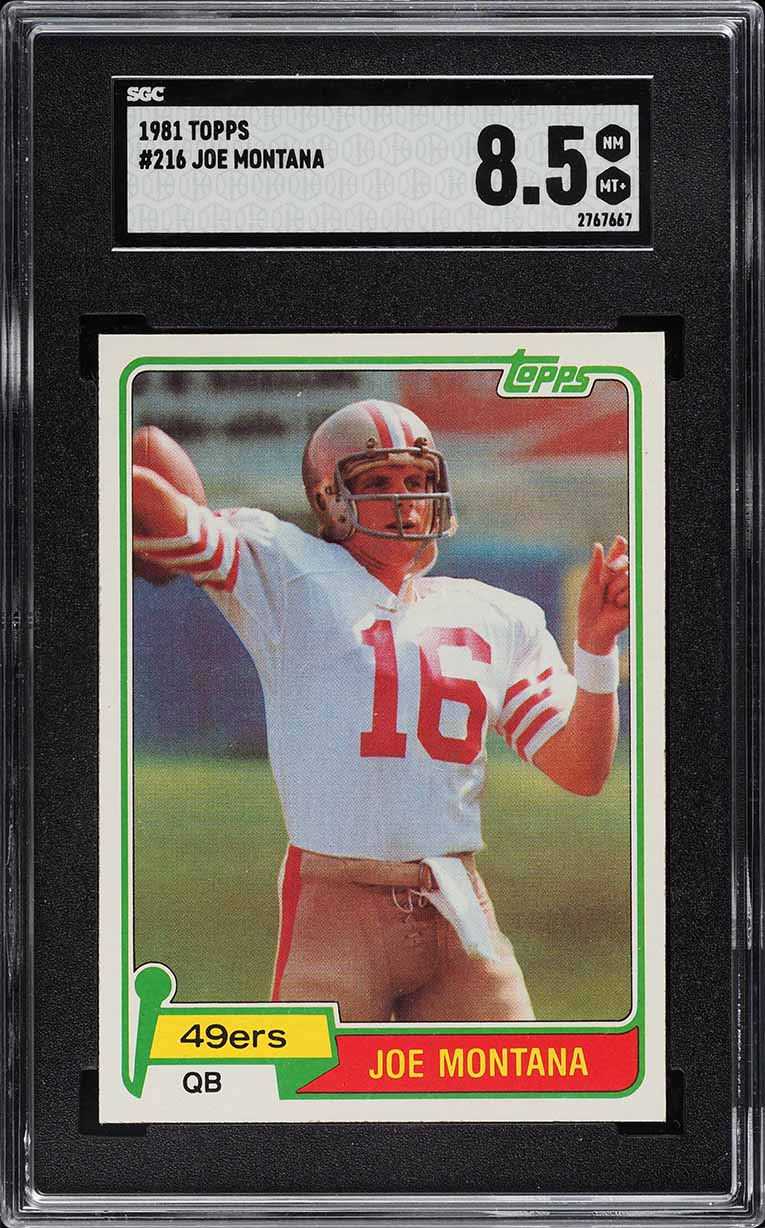 1981 Topps Football Joe Montana ROOKIE #216 SGC 8.5 NM-MT+