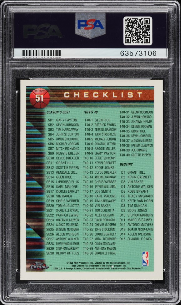 1997 Topps Chrome Refractor Bulls Champions w/ Michael Jordan #51 PSA 9 MINT
