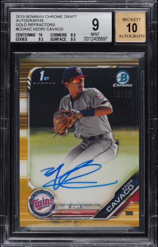 2019 Bowman Chrome Gold Refractor Keoni Cavaco ROOKIE AUTO /50 #CDA-KC BGS 9