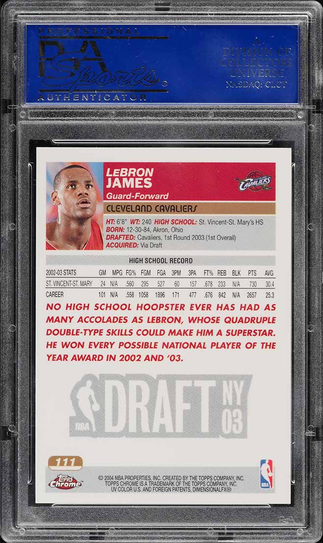 2003 Topps Chrome LeBron James ROOKIE #111 PSA 10 GEM MINT