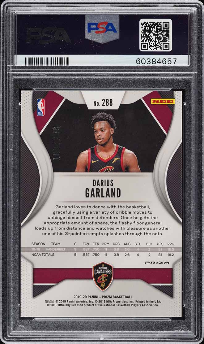 2019 Panini Prizm Red Darius Garland ROOKIE /299 #288 PSA 10 GEM