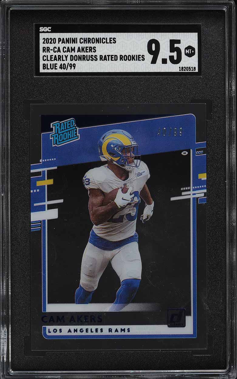 2020 Panini Chronicles Clearly Donruss Blue Cam Akers ROOKIE /99 #RR-CA SGC 9.5