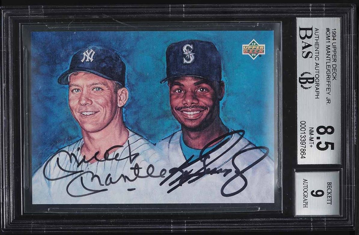 1994 Upper Deck Mickey Mantle & Ken Griffey Jr. AUTO #GM1 BAS BGS 8.5 NM-MT+