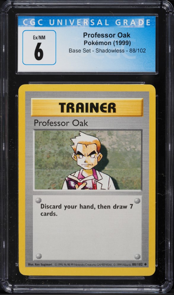 1999 Pokemon Base Set Shadowless Professor Oak #88 CGC 6 EXMT