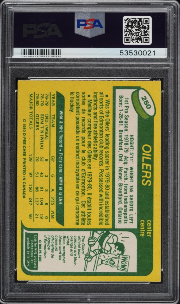 1980 O-Pee-Chee Hockey Wayne Gretzky #250 PSA 9 MINT