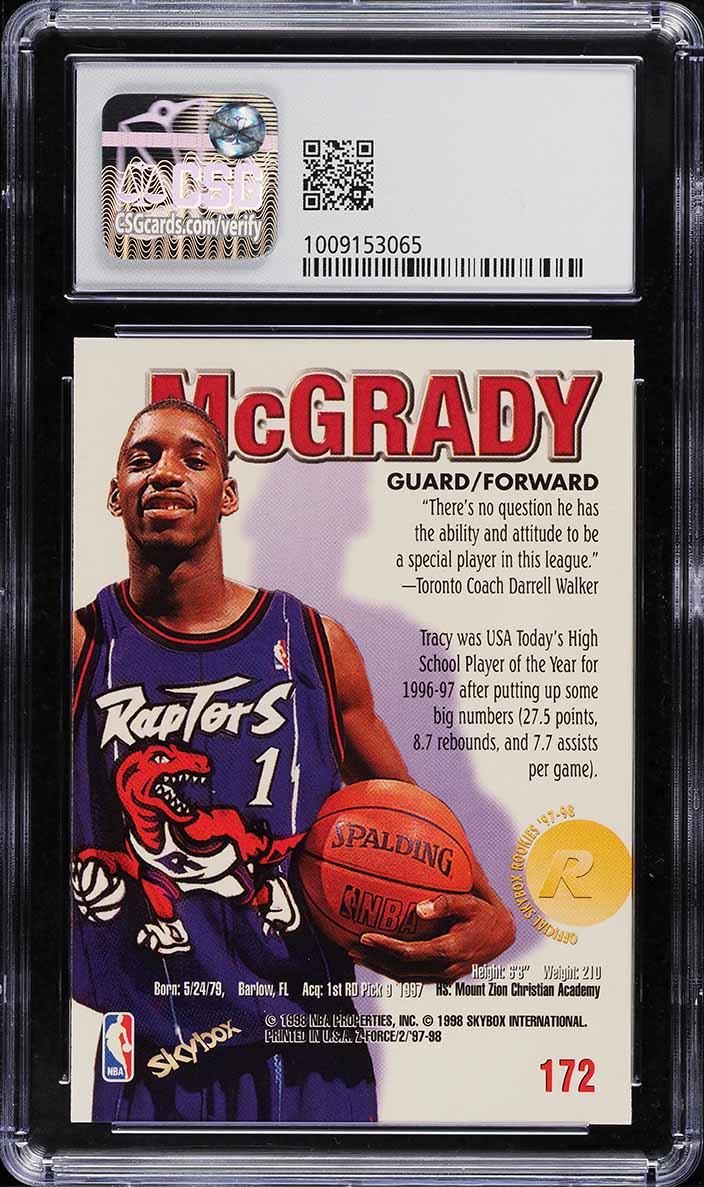 1997 Skybox Z-Force Tracy McGrady ROOKIE #172 CSG 9 MINT