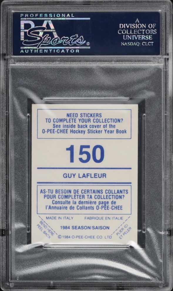 1984 O-Pee-Chee Sticker Hockey Guy Lafleur #150 PSA 9 MINT
