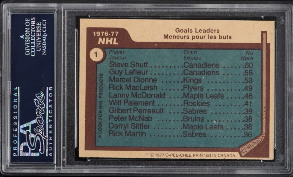 1977 O-Pee-Chee Hockey Guy Lafleur Marcel Dionne Goals LDRS #1 PSA 10 GEM MINT
