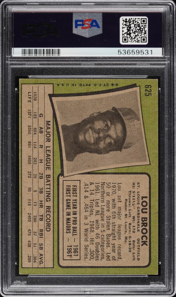 1971 Topps Lou Brock #625 PSA 5 EX