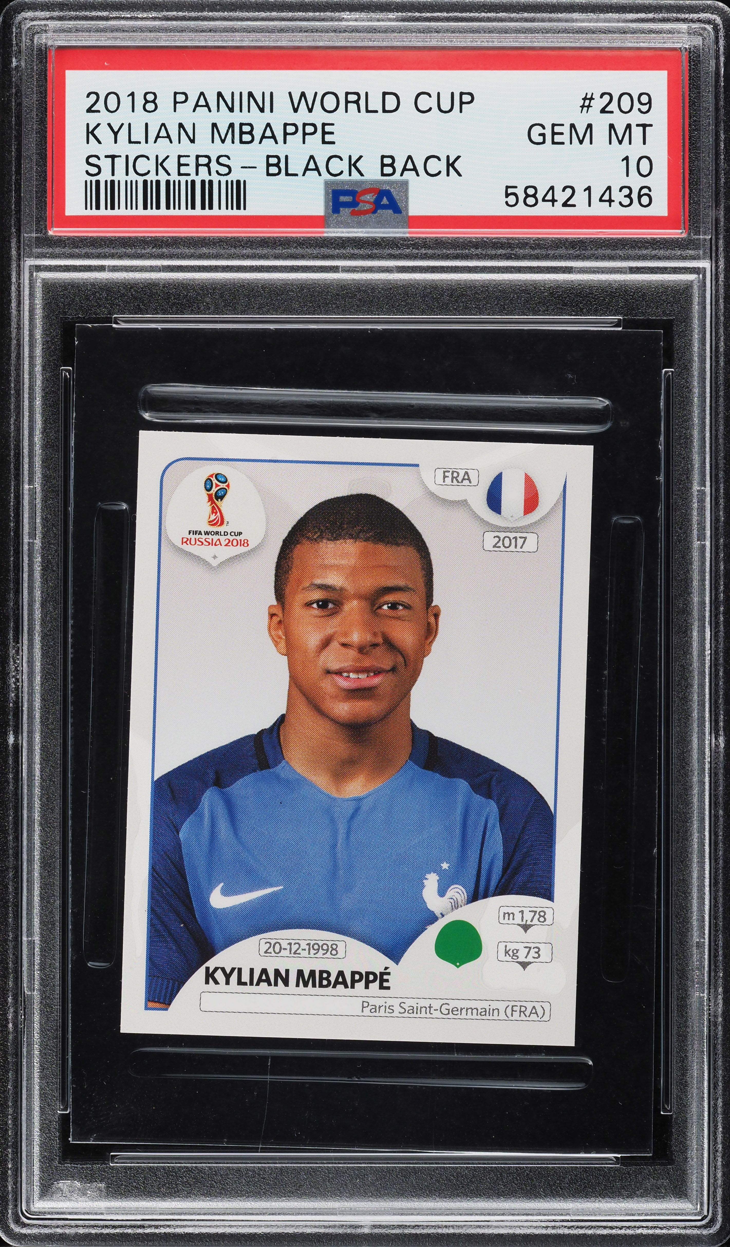 2018 Panini World Cup Stickers Black Back Kylian Mbappe ROOKIE