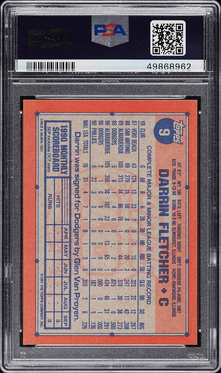 1991 Topps Desert Shield Darrin Fletcher #9 PSA 10 GEM MINT