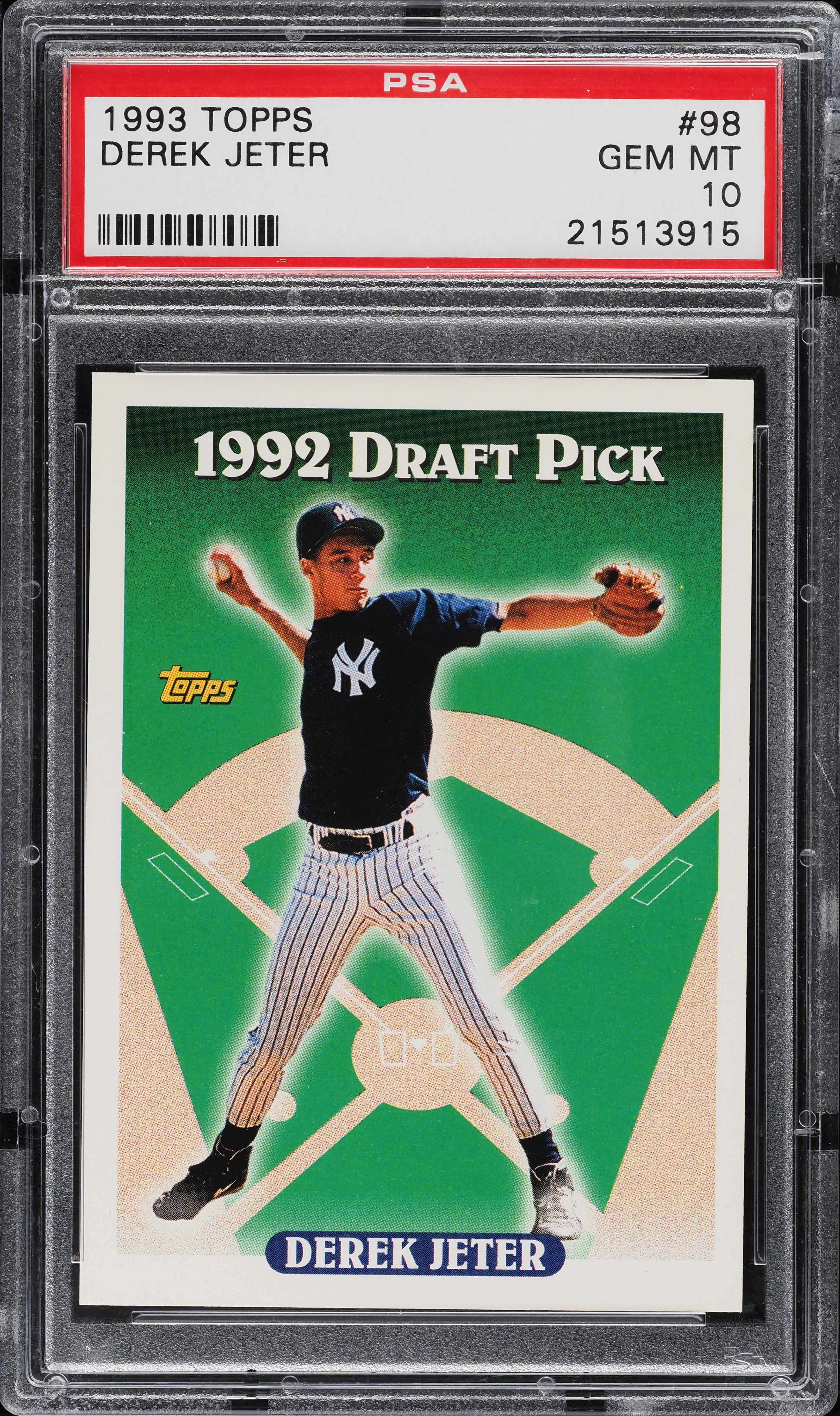 1993 Topps Derek Jeter ROOKIE #98 PSA 10 GEM MINT on Fanatics Collect