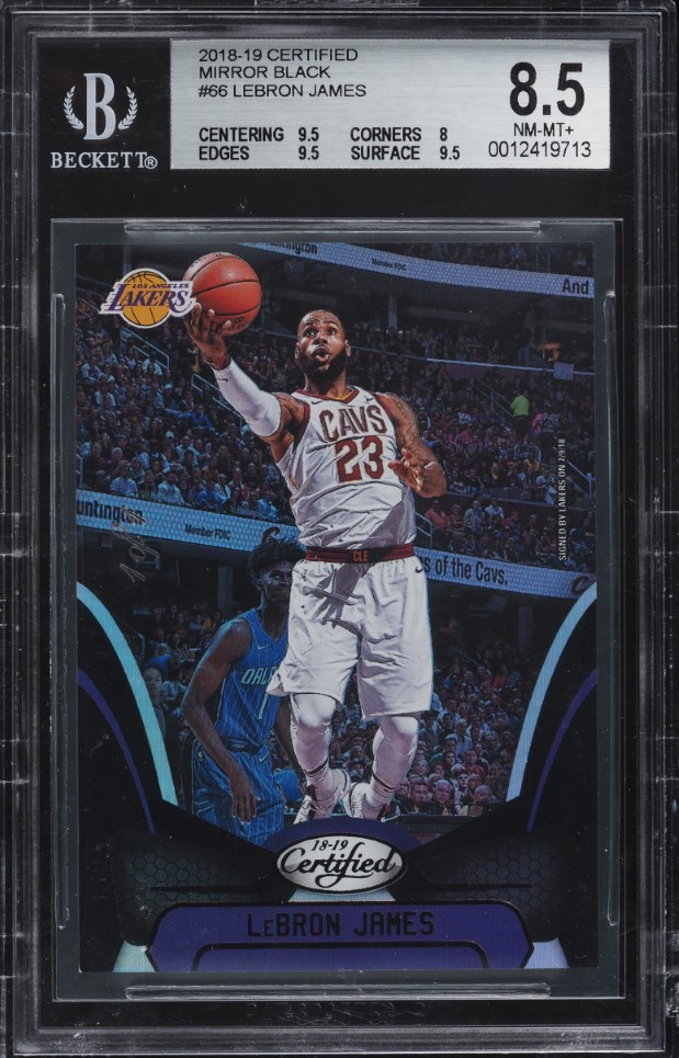 2018 Panini Certified Mirror Black LeBron James 1/1 #66 BGS 8.5 NM-MT+