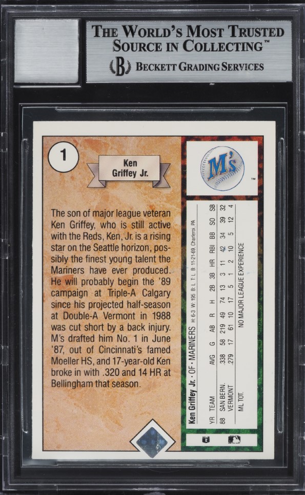 1989 Upper Deck Ken Griffey Jr. ROOKIE AUTO #1 BGS AUTH