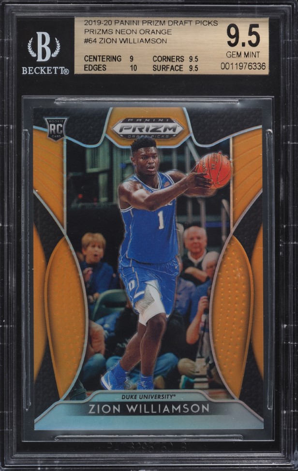 2019 Panini Prizm Draft Neon Orange Zion Williamson ROOKIE /149 BGS 9.5 GEM MINT
